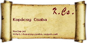 Kopácsy Csaba névjegykártya