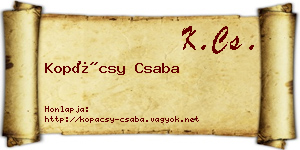 Kopácsy Csaba névjegykártya